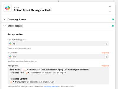 Sending messages in Slack on agilitycms.com